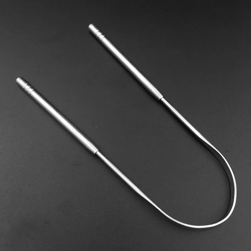 Surgical-Grade Stainless Steel Tongue Scraper: Adult Dental Tool for Eliminating Bad Breath