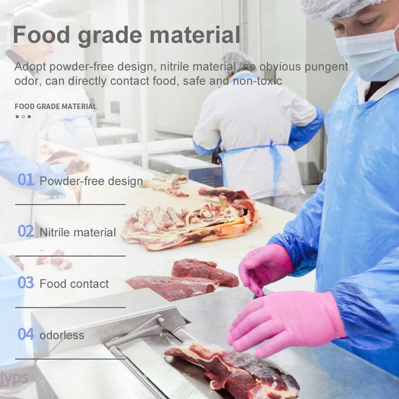 100pcs Black Nitrile Gloves 7mil - Latex-Free, Powder-Free for Kitchen & Household Cleaning