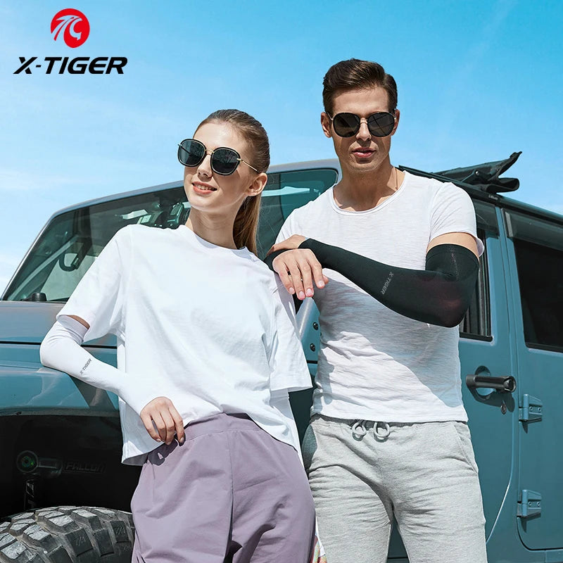 X-TIGER UV-Protective Cycling Arm Sleeves - Ice Fabric Warmers for Men & Women