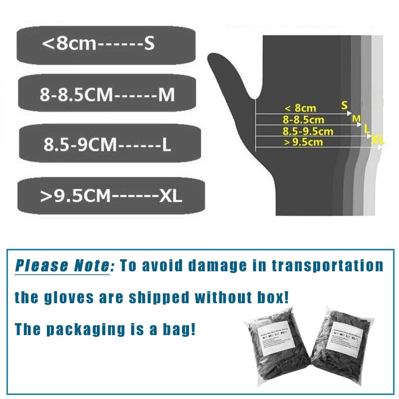 100pcs Black Nitrile Gloves 7mil - Latex-Free, Powder-Free for Kitchen & Household Cleaning
