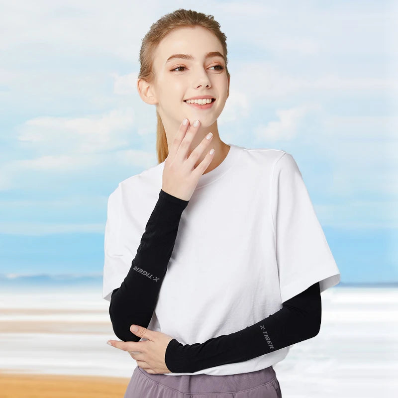 X-TIGER UV-Protective Cycling Arm Sleeves - Ice Fabric Warmers for Men & Women