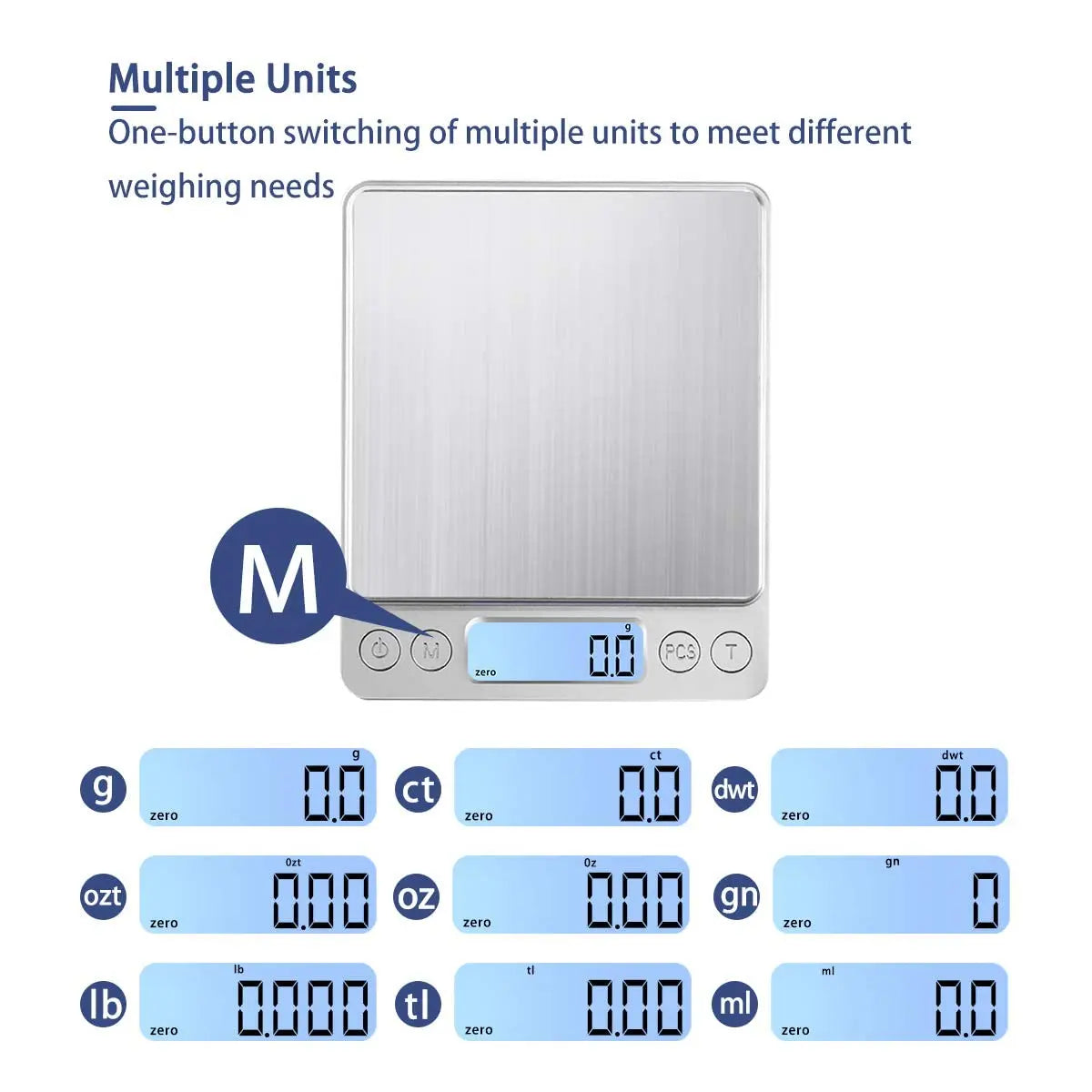 Digital Kitchen and Jewellery Scale - 3000g/0.1g Precision, Food and Gram Weight Measurement with LCD and Tare Function
