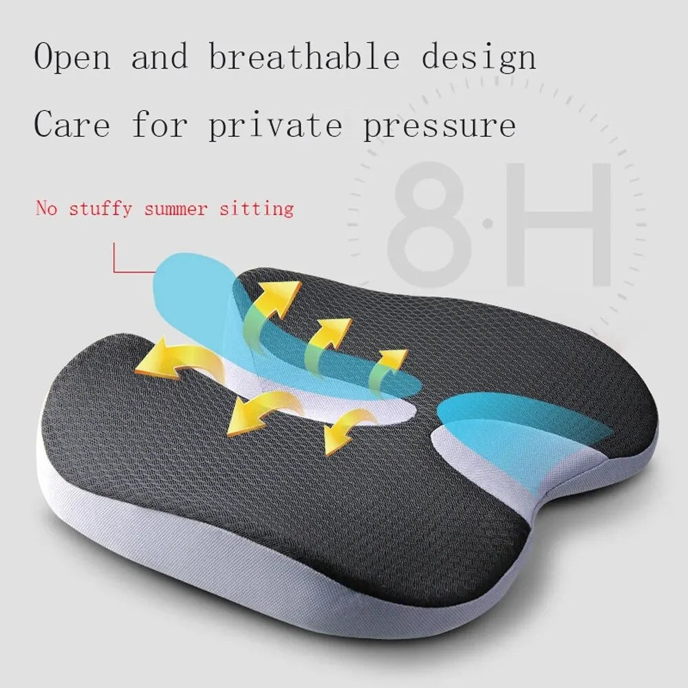 Non-Slip Orthopedic Memory Foam Cushion for Tailbone and Sciatica Pain Relief - Ideal for Chairs and Car Seats
