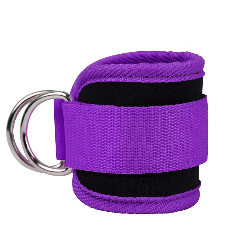 Double D-Ring Gym Ankle Straps: Adjustable Neoprene Padded Cuffs for Leg Training and Support