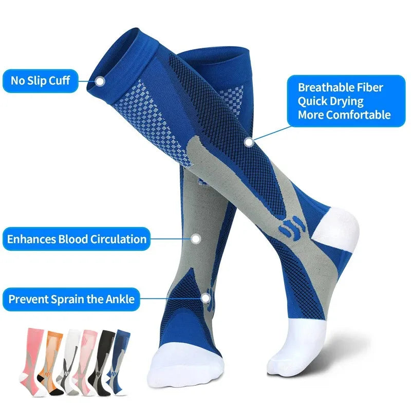 20-30 mmHg Running Compression Socks for Men & Women - Ideal for Sports, Nursing, Rugby, Marathon, Cycling, Football & Varicose Veins