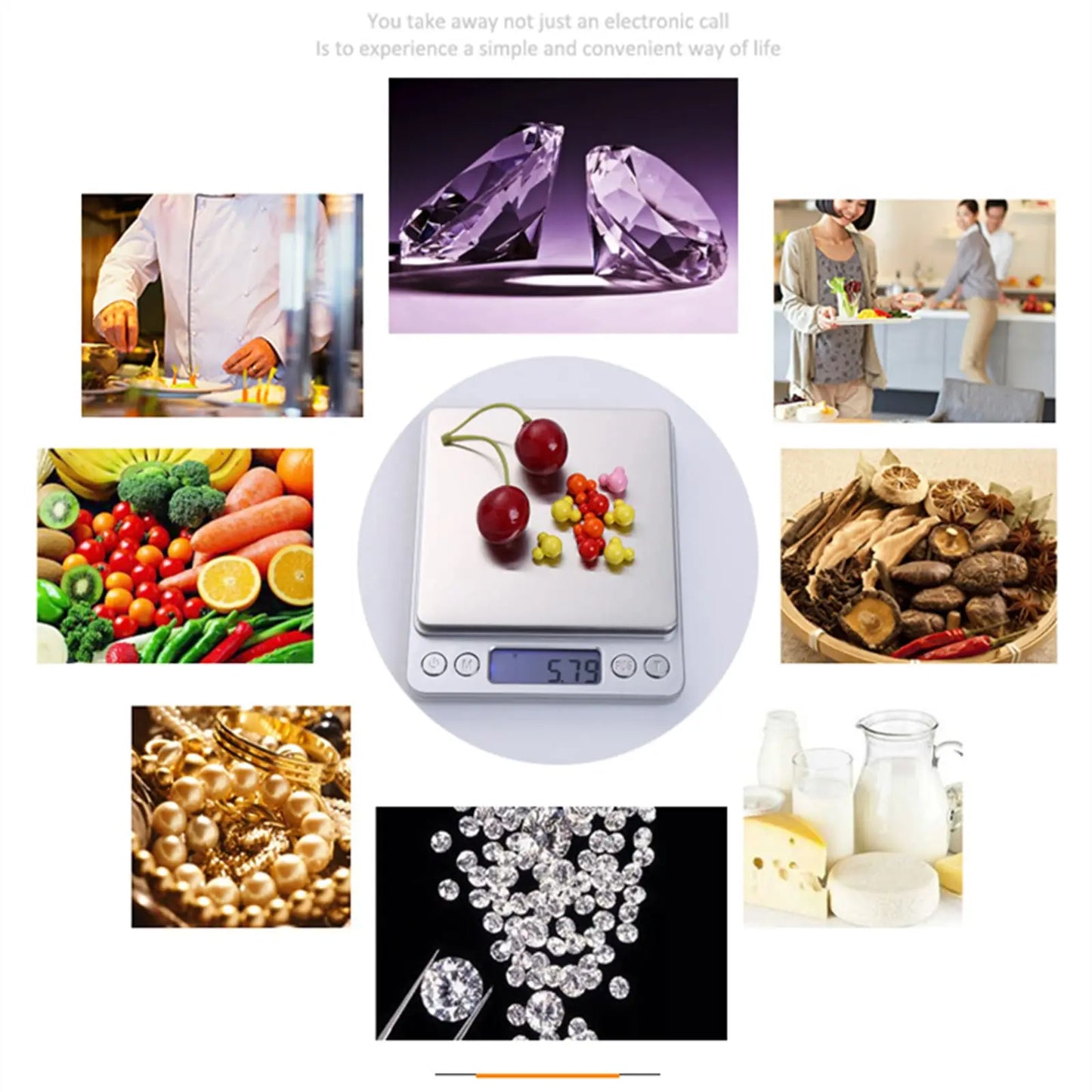 Digital Kitchen and Jewellery Scale - 3000g/0.1g Precision, Food and Gram Weight Measurement with LCD and Tare Function
