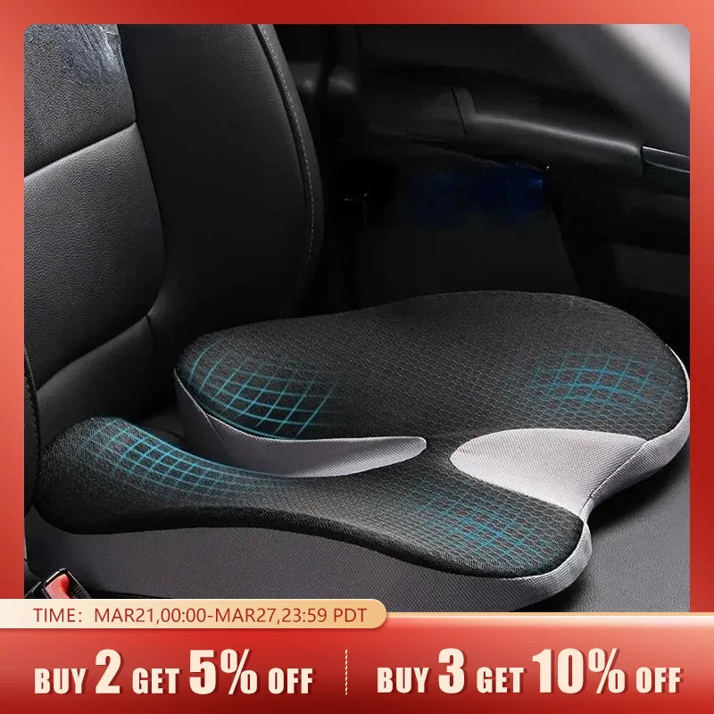 Non-Slip Orthopedic Memory Foam Cushion for Tailbone and Sciatica Pain Relief - Ideal for Chairs and Car Seats