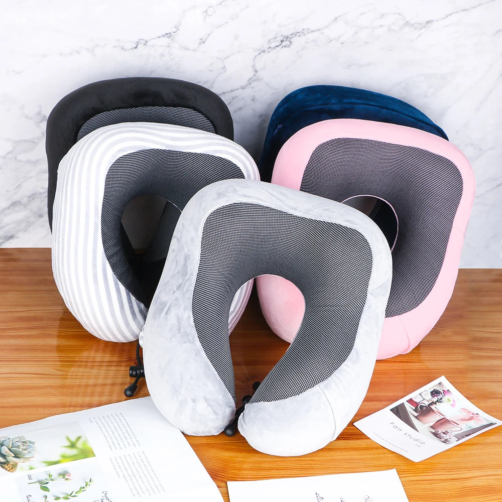 Soft U-Shaped Memory Foam Travel Pillow: Cervical Neck Support Cushion for Airplane Comfort