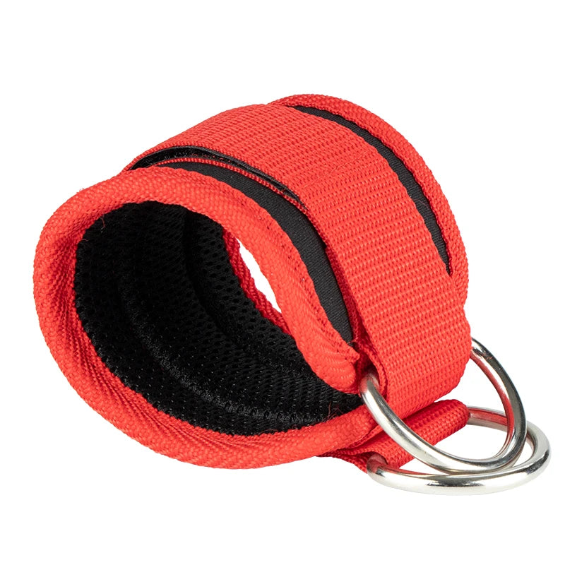 Double D-Ring Gym Ankle Straps: Adjustable Neoprene Padded Cuffs for Leg Training and Support