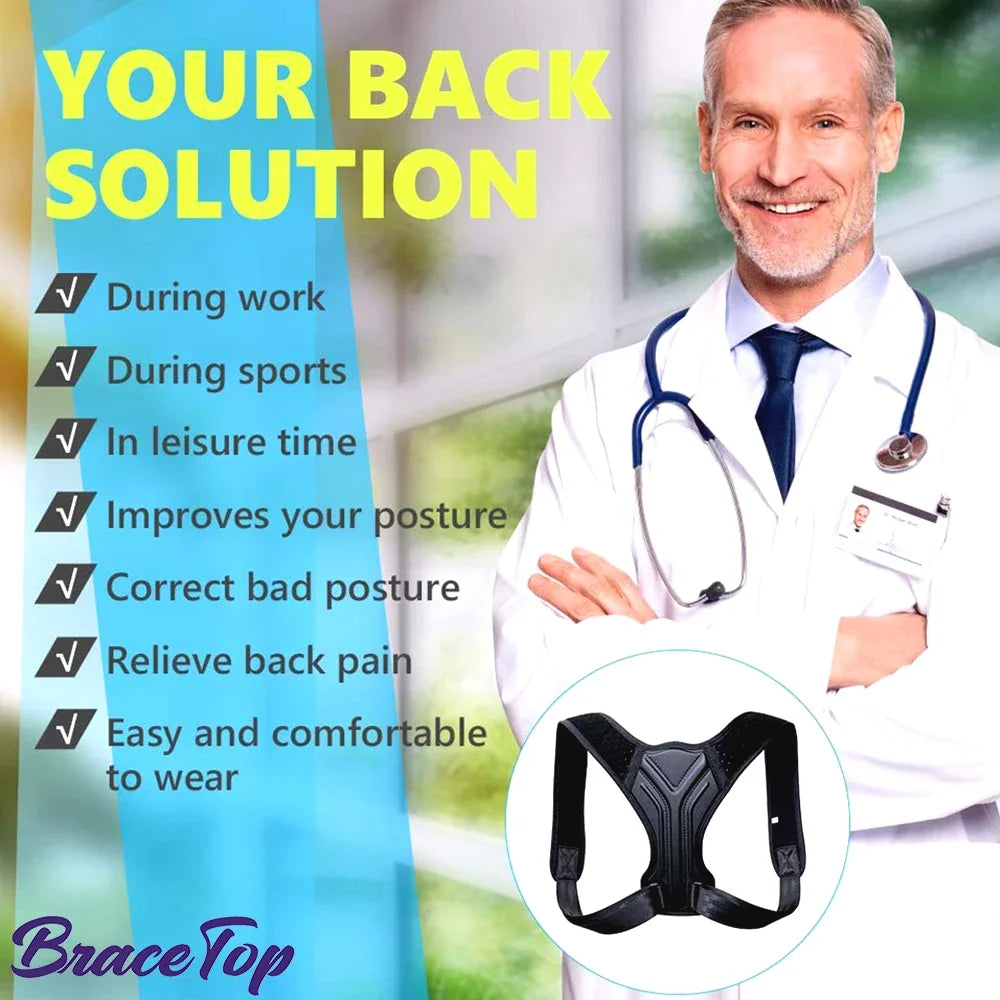 Adjustable Clavicle and Spine Support Belt: Back and Shoulder Posture Corrector for Home, Office, and Sports Use - Upper Back and Neck Brace