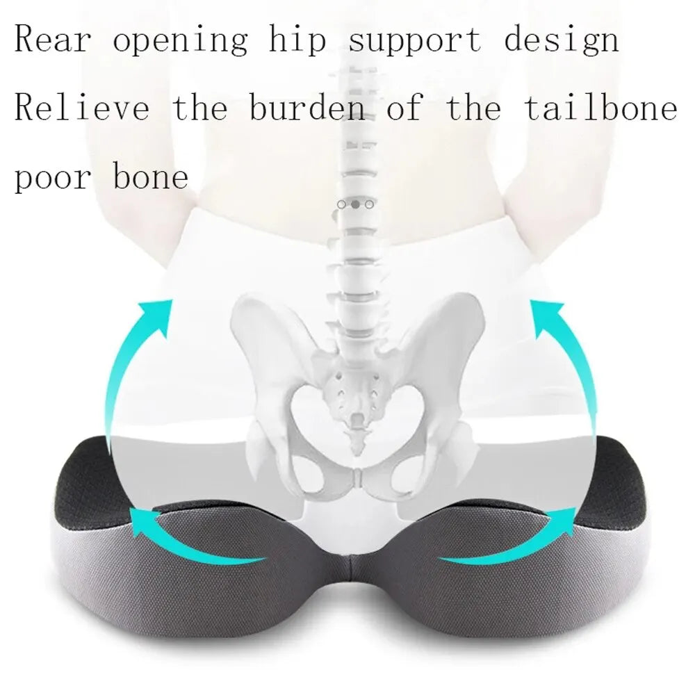 Non-Slip Orthopedic Memory Foam Cushion for Tailbone and Sciatica Pain Relief - Ideal for Chairs and Car Seats