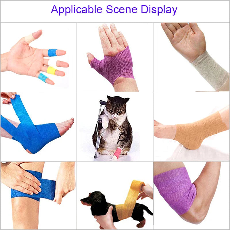 10 pcs Colourful Elastic Sports Bandage Wrap Tape for Knees, Fingers, Ankles & Palms