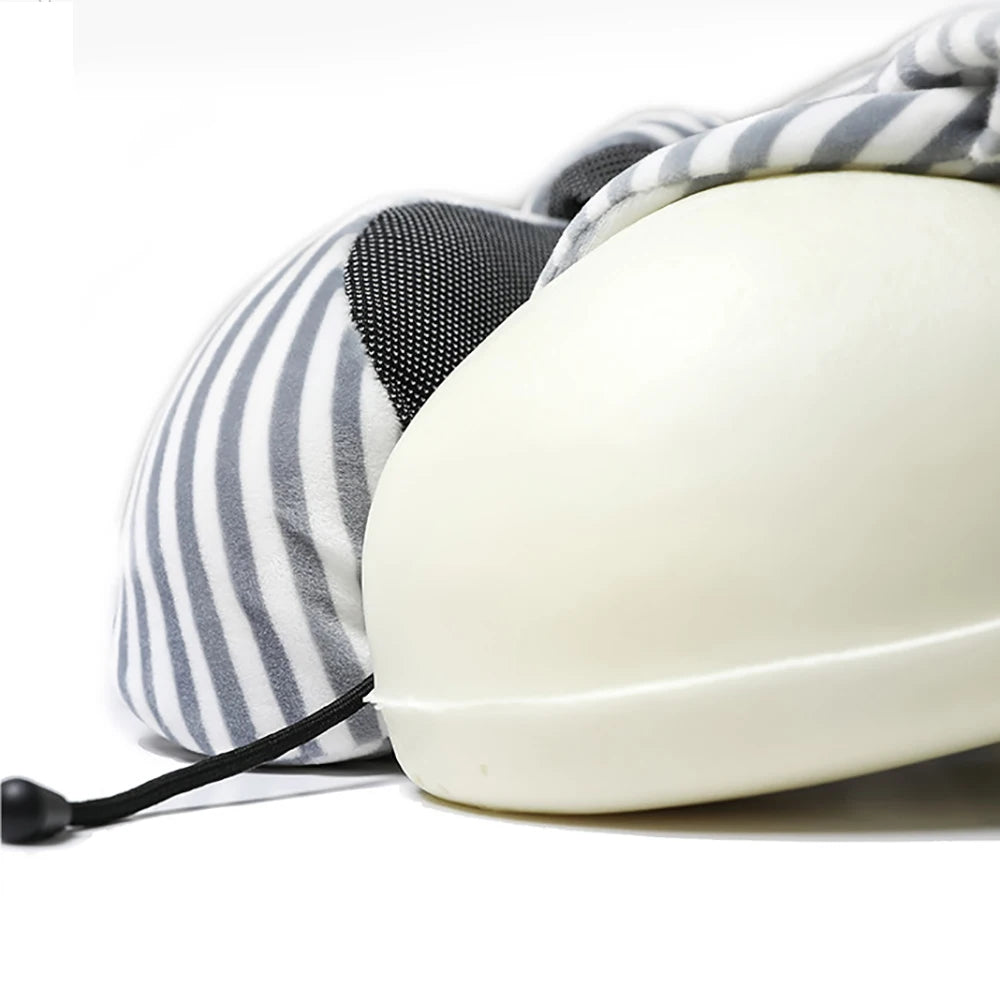 Soft U-Shaped Memory Foam Travel Pillow: Cervical Neck Support Cushion for Airplane Comfort