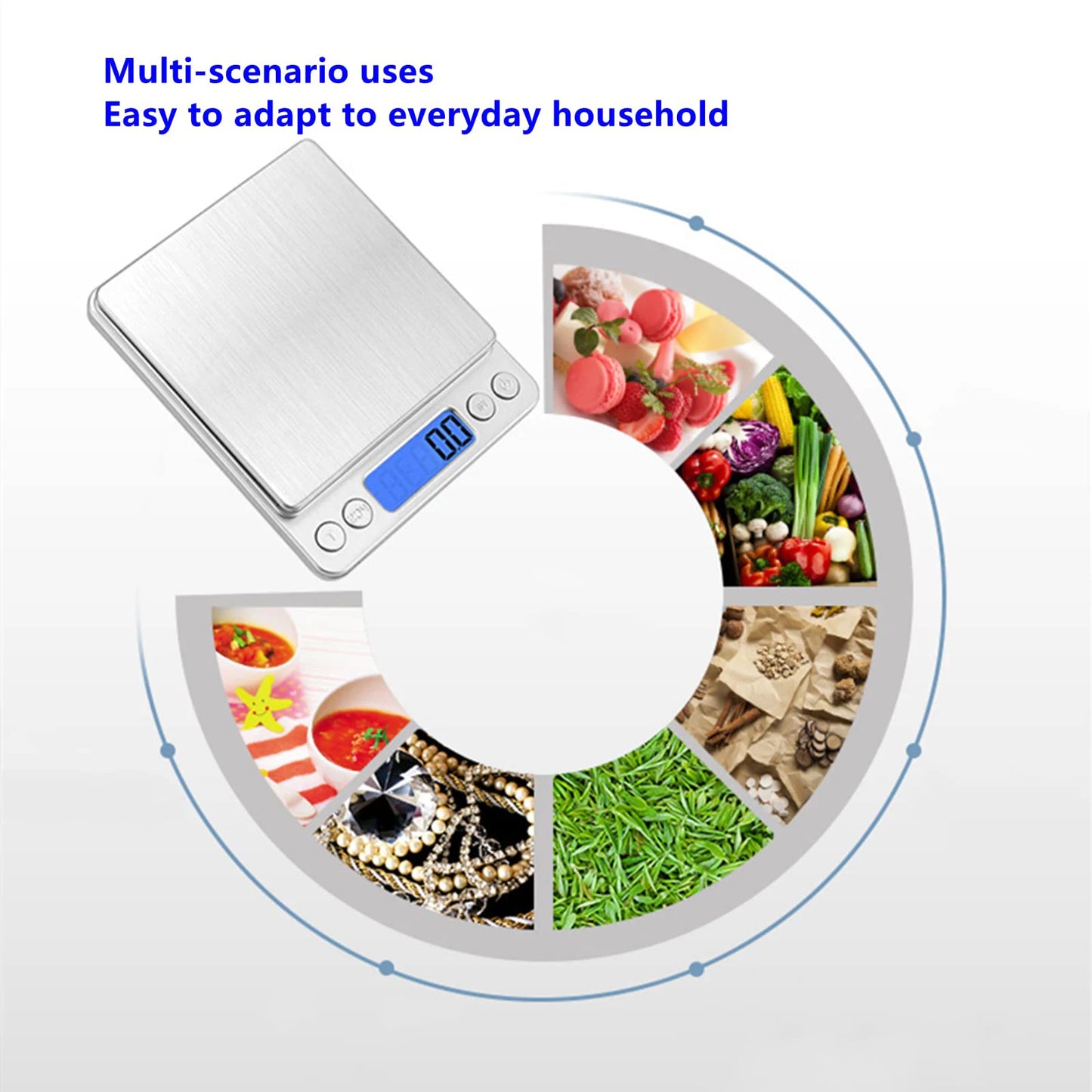 Digital Kitchen and Jewellery Scale - 3000g/0.1g Precision, Food and Gram Weight Measurement with LCD and Tare Function