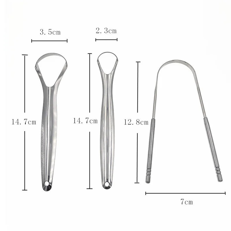 Surgical-Grade Stainless Steel Tongue Scraper: Adult Dental Tool for Eliminating Bad Breath