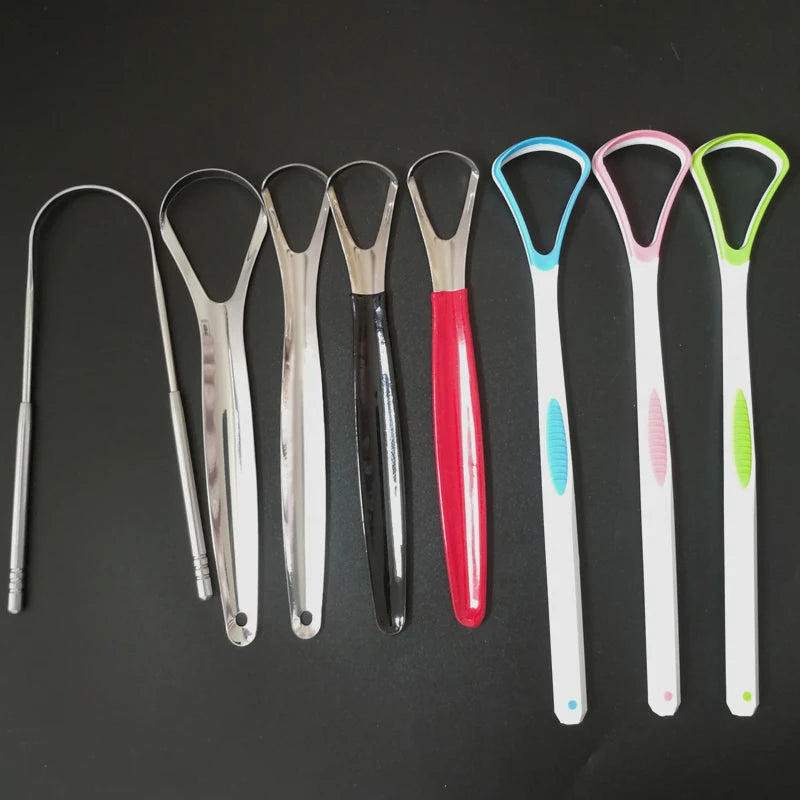 Surgical-Grade Stainless Steel Tongue Scraper: Adult Dental Tool for Eliminating Bad Breath