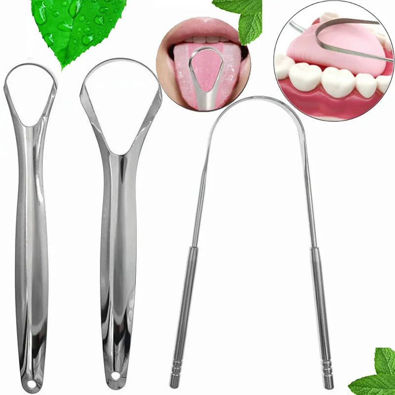 Surgical-Grade Stainless Steel Tongue Scraper: Adult Dental Tool for Eliminating Bad Breath