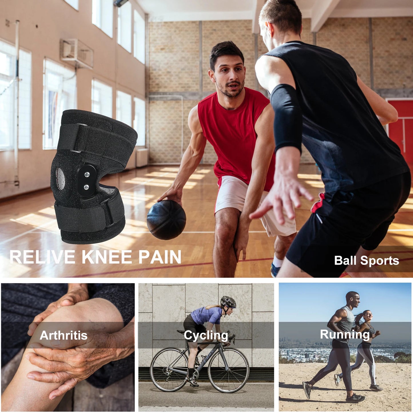 Adjustable Hinged Knee Support Brace: Relief for Meniscus Tears, Patellar Tendon, Strains, and Sprains