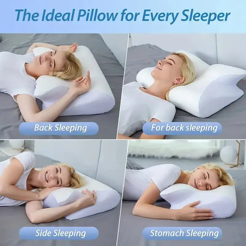 Orthopaedic Memory Foam Neck Pillow: Butterfly Design for Cervical Support and Massage
