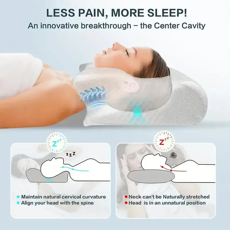 Orthopaedic Memory Foam Neck Pillow: Butterfly Design for Cervical Support and Massage