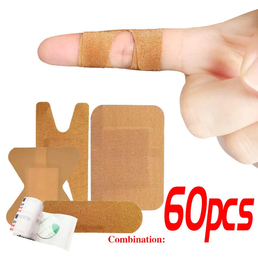 60pc Waterproof & Breathable Bandages: Assorted Shapes First Aid Wound Dressing with Medical Tape - Bandaids & Plasters Kit